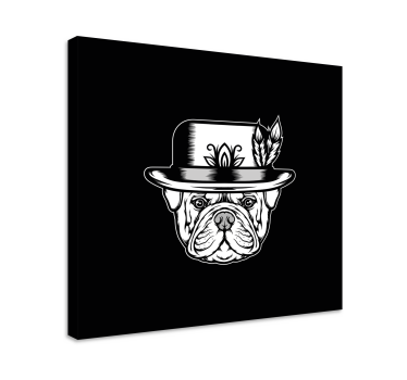 Bulldog på svart bakgrund hund canvas bilder - Tenstickers