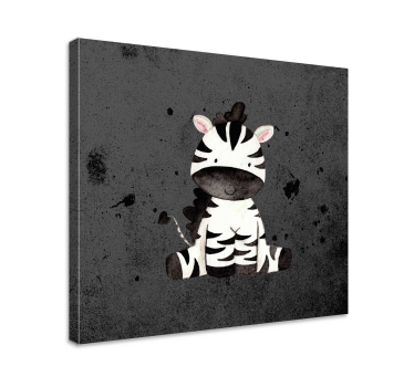 Glad zebra tecknad djurcanvas tavla - Tenstickers