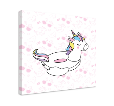 Handritad unicorn och flamingos djur canvas - Tenstickers