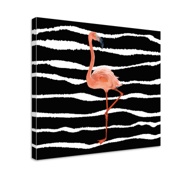 Söt rosa flamingo på ränder djur kanfas - Tenstickers
