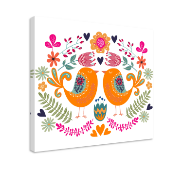 Kanvas fåglar kärleksfåglar design - Tenstickers