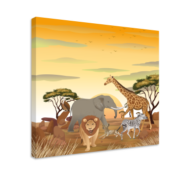 Kanvas elefant savannens vilda djurscen - Tenstickers