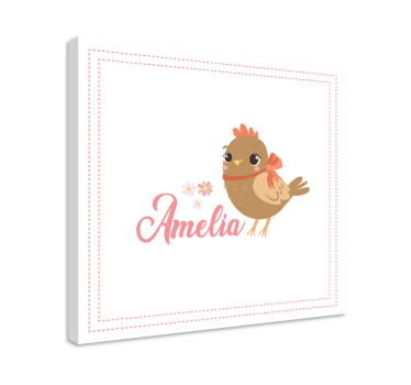 Fågelunge med band och namn fågel canvas canvas tavla - Tenstickers