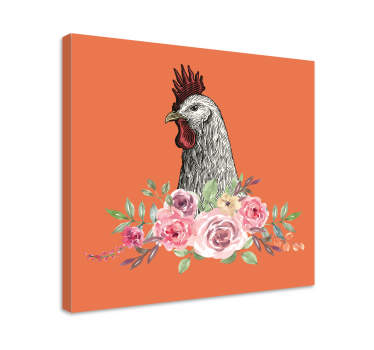 Kanvas djur tupp med blommor - Tenstickers