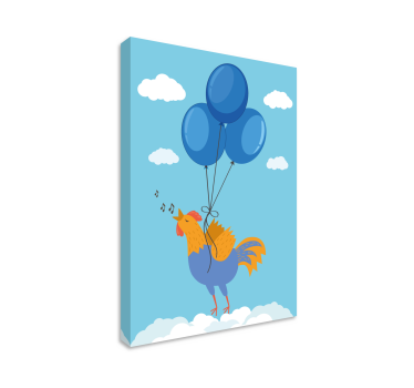 Flygande fågelunge med blå ballonger fågelcanvas tavla canvas tav - Tenstickers