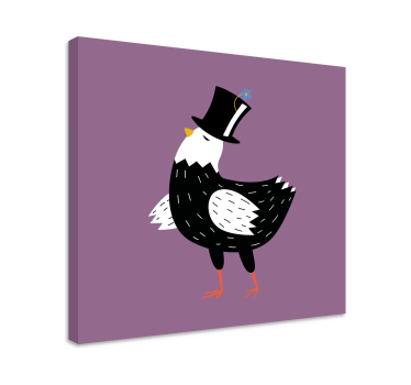 Kanvas fåglar stilig fågel med hatt - Tenstickers