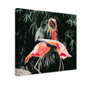 Kanvas fåglar flamingopar - Tenstickers