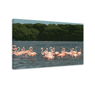 Kanvas fåglar flamingoflockformation - Tenstickers