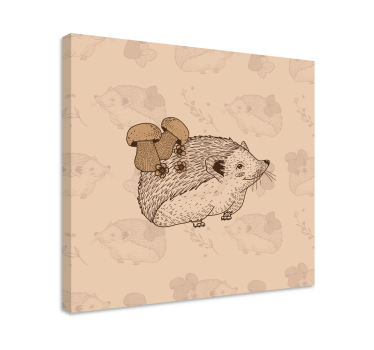 Beige igelkott med svamp Kanvas djur - Tenstickers
