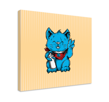 Lekfull blå katt Kanvas katter - Tenstickers