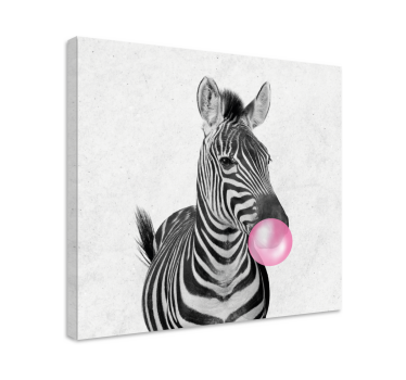 Zebra med tuggummi Kanvas djur - Tenstickers