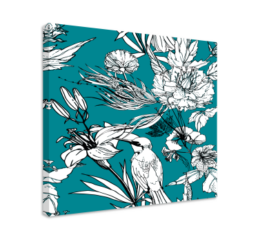 Bland blommor Kanvas fåglar - Tenstickers