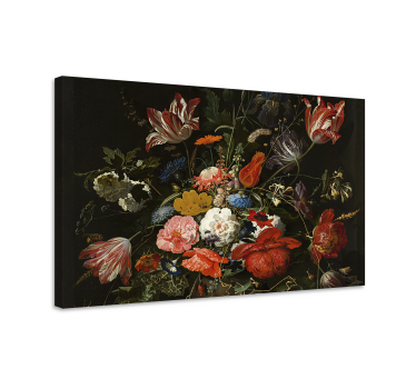 Röd blå och vita blommorcanvas tavla konst - Tenstickers
