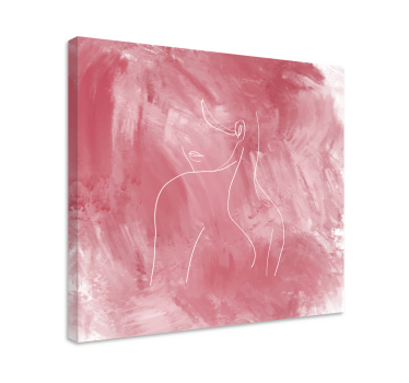 Kvinna silhuett över en rosa målningcanvas tavla konst - Tenstickers
