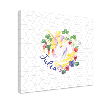 Kanvas enhörningar blomsterarrangemang - Tenstickers