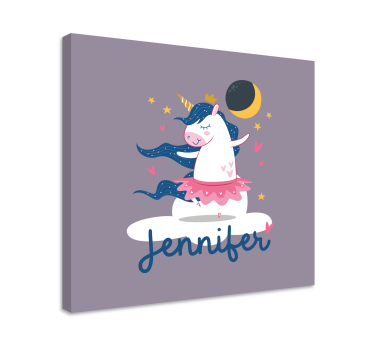 Dansande enhörningsfantasi Kanvas dinosaurie - Tenstickers