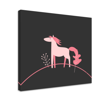 Kanvas häst stilren rosa häst - Tenstickers