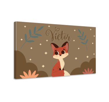 Kanvas dinosaurie söt räv illustration - Tenstickers