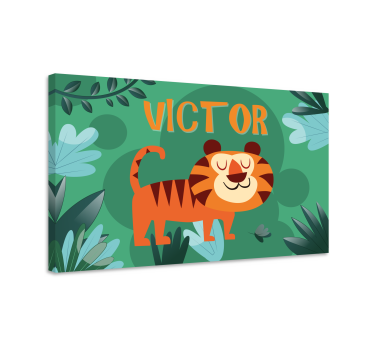Söt tiger för pojke med namn anpassningsbara kanfavtryck - Tenstickers