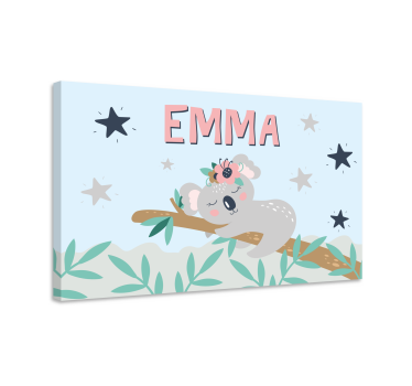 Söt koala för tjej med namn anpassningsbara kanfavtryck - Tenstickers