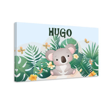 Söt koala för pojke med namn anpassningsbara canvas tavla - Tenstickers