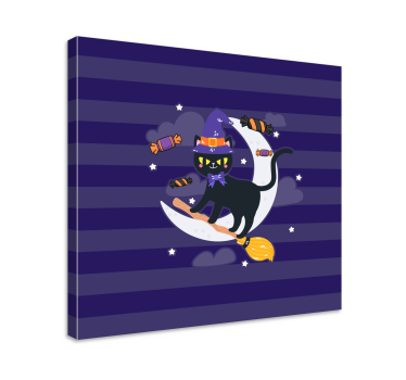 Kanvas katter svart katt häxa - Tenstickers