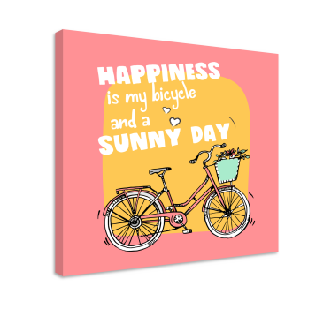 Lycka är sol och cykel canvas tavla citattryck - Tenstickers