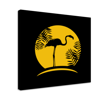 Kanvas fåglar elegant flamingosiluett - Tenstickers