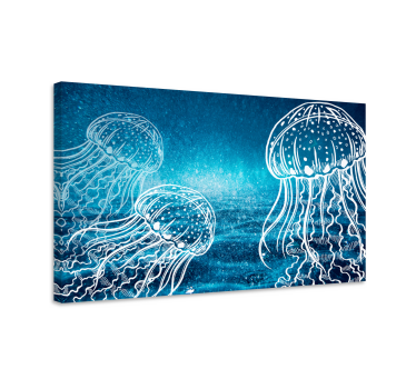 Blå och vit manet havet sovrum canvas - Tenstickers