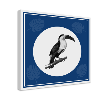 Kanvas fåglar tukan på gren - Tenstickers