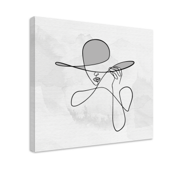 Minimalistisk kvinna med hatt hall canvastavlor - Tenstickers