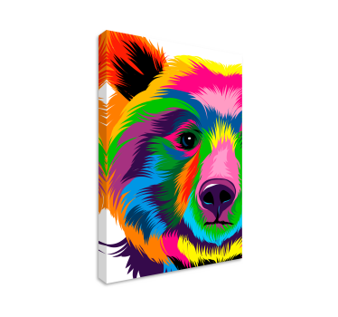 Färgglad björn geometrisk inramadcanvas tavla - Tenstickers