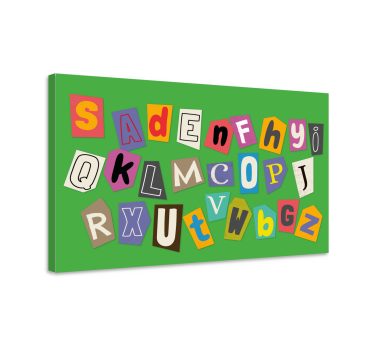 Kanvas abc och bokstäver färgglad bokstavskollage - Tenstickers
