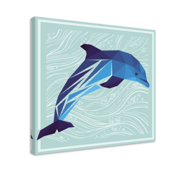 Geometriska-djur fin delfin djur canvas - Tenstickers