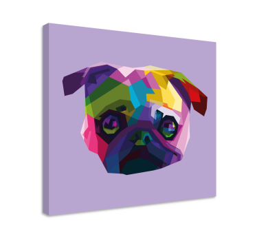 Geometriska-djur mops hund canvas bilder - Tenstickers