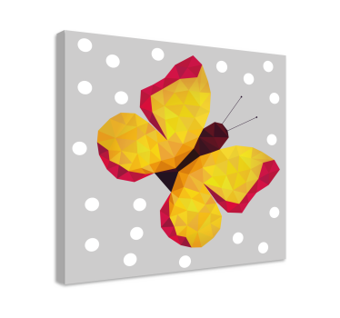 Gula geometriska vingar Kanvas fjärilar - Tenstickers