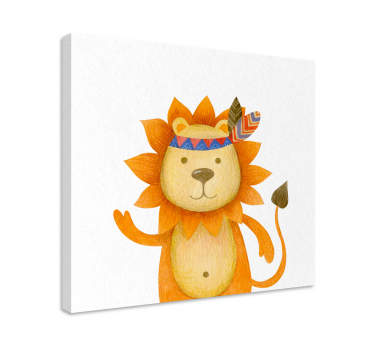 Tecknade lejon djurcanvas tavla - Tenstickers