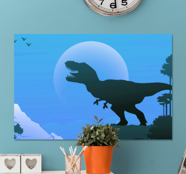 Arg t-rex rytande dinosaurie inramadcanvas tavla - Tenstickers