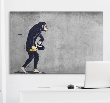 Banksy monkey med banan canvas konst - Tenstickers