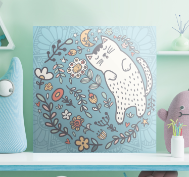 Bedårande katt mandala tryck canvas tavla - Tenstickers