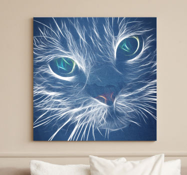 Blå abstrakt katt vägg konstcanvas tavla - Tenstickers
