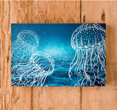 Blå och vit manet havet sovrum canvas - Tenstickers