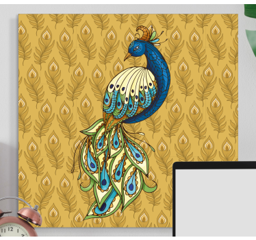 Blommor kalkon gyllene blommor fågelcanvas tavla canvas tavla - Tenstickers