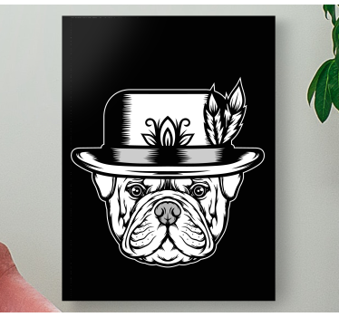 Bulldog på svart bakgrund hund canvas bilder - Tenstickers