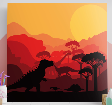 Dinosaurier jurassic landskap canvas tavla - Tenstickers