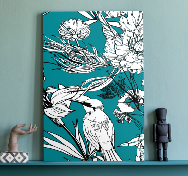Bland blommor Kanvas fåglar - Tenstickers