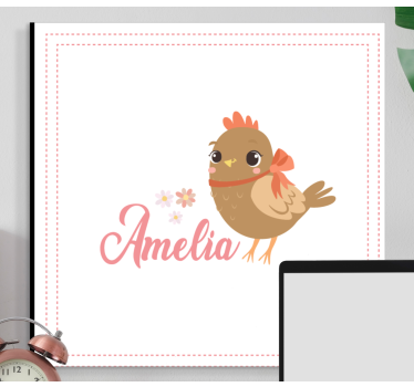 Fågelunge med band och namn fågel canvas canvas tavla - Tenstickers