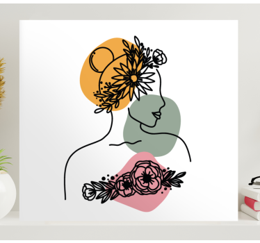Fantastiskt kvinnans ansikte med blommigcanvas tavla - Tenstickers