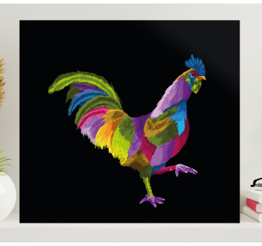 Färgglad tuppdesign Kanvas fåglar - Tenstickers