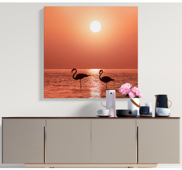 Fin flamingo med solnedgång väggtryck för vardagsrum - Tenstickers